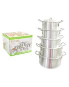 Lot de 5 marmites en aluminium Diametre 18 à 27cm avec couvercles