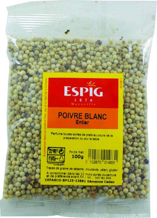 Poivre blanc entier ESPIG sachet 100gr