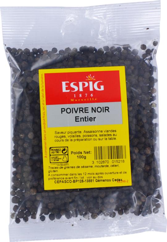 Poivre noir entier ESPIG sachet 100gr