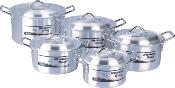 Lot de 5 marmites en aluminium Diametre 27 à 40cm avec couvercles