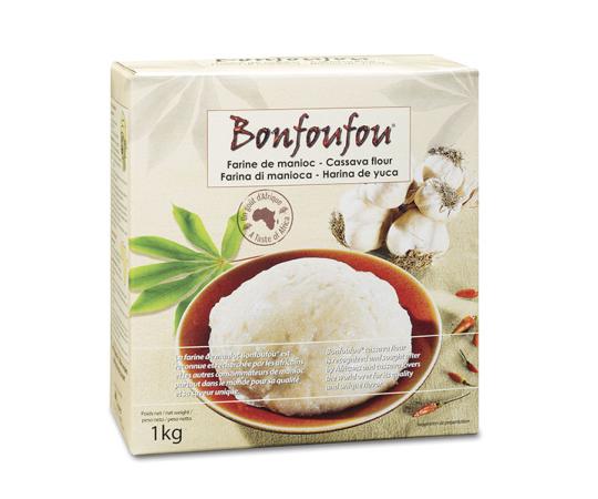 Farine de manioc Bonfoufou du Bénin Racines boite 1kg